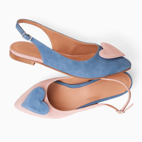 Diane Marie Balerini dama Balerini asimetrici din piele intoarsa bleu cu roz Phoenix