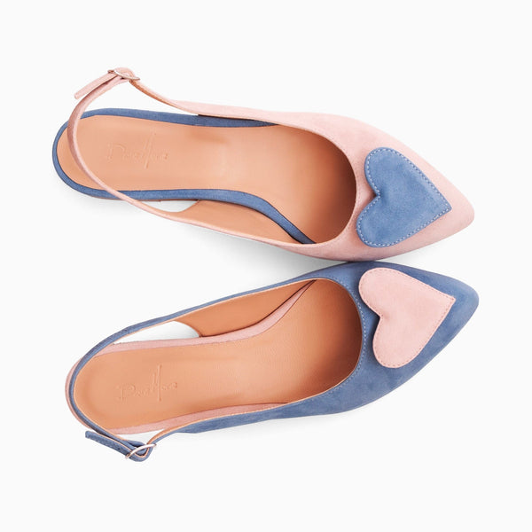 Diane Marie Balerini dama Balerini asimetrici din piele intoarsa bleu cu roz Phoenix