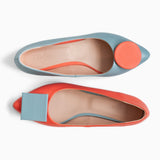 Diane Marie Balerini dama Balerini asimetrici din piele naturala bleu cu portocaliu Lainey