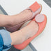 Asymmetrical ballerinas made of coral and pink genuine leather Karen