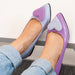 Effie lilac natural leather asymmetrical ballet flats