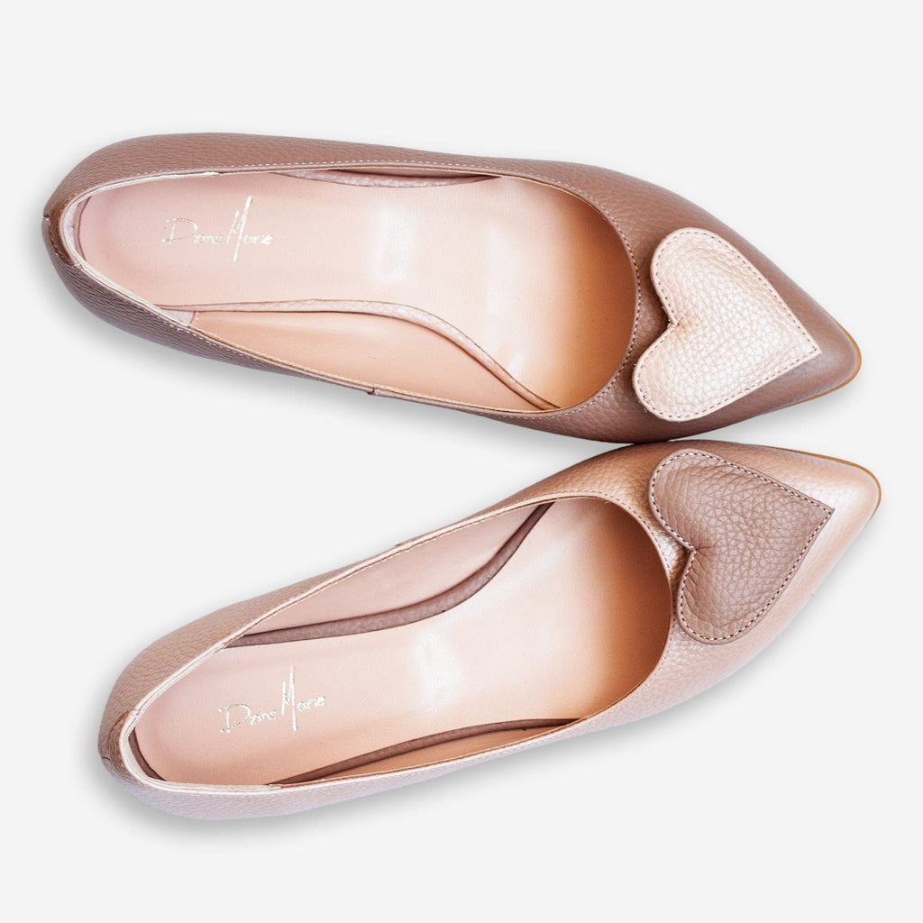 Asymmetric ballerinas in pink natural leather with Vivian grain