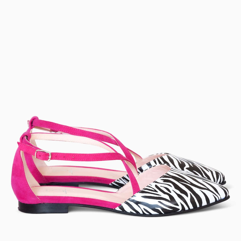 Diane Marie Balerini dama Balerini decupati din piele naturala cu print zebra Taylor