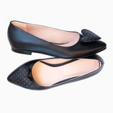 Diane Marie Balerini dama Balerini din piele naturala neagra cu inimi cu buline albe Jessie