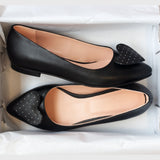 Diane Marie Balerini dama Balerini din piele naturala neagra cu inimi cu buline albe Jessie