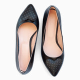 Diane Marie Balerini dama Balerini din piele naturala neagra cu inimi cu buline albe Jessie