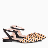 Diane Marie Balerini dama Balerini din piele naturala neagra cu print bej Yasmin