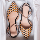 Diane Marie Balerini dama Balerini din piele naturala neagra cu print bej Yasmin