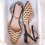 Diane Marie Balerini dama Balerini din piele naturala neagra cu print bej Yasmin