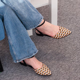 Diane Marie Balerini dama Balerini din piele naturala neagra cu print bej Yasmin