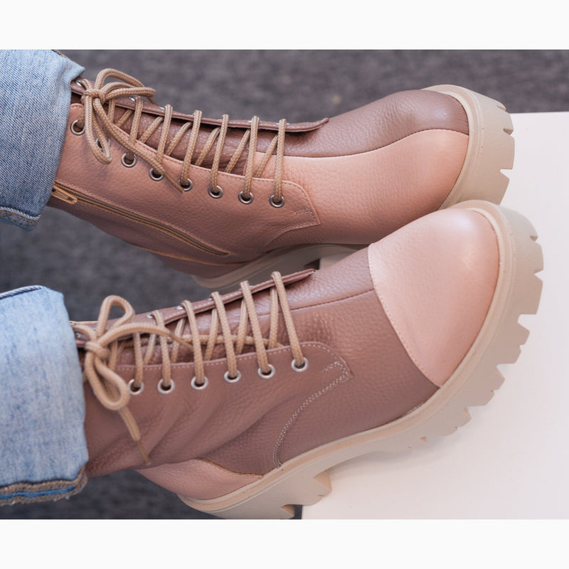 Diane Marie Bocanci dama Ghete dama din piele naturala bej cu roz Halle