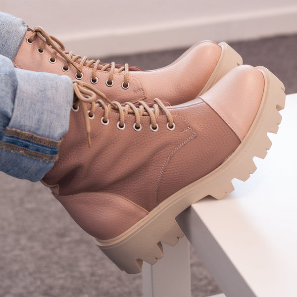 Diane Marie Bocanci dama Ghete dama din piele naturala bej cu roz Halle