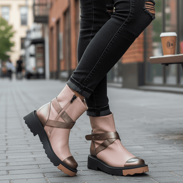 Diane Marie Bocanci dama Ghete dama din piele naturala bej Pasadena