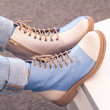 Diane Marie Bocanci dama Ghete dama din piele naturala bleu cu bej Osaka