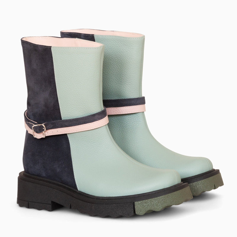 Diane Marie Bocanci dama Ghete dama din piele naturala menta cu bleumarin Mellon