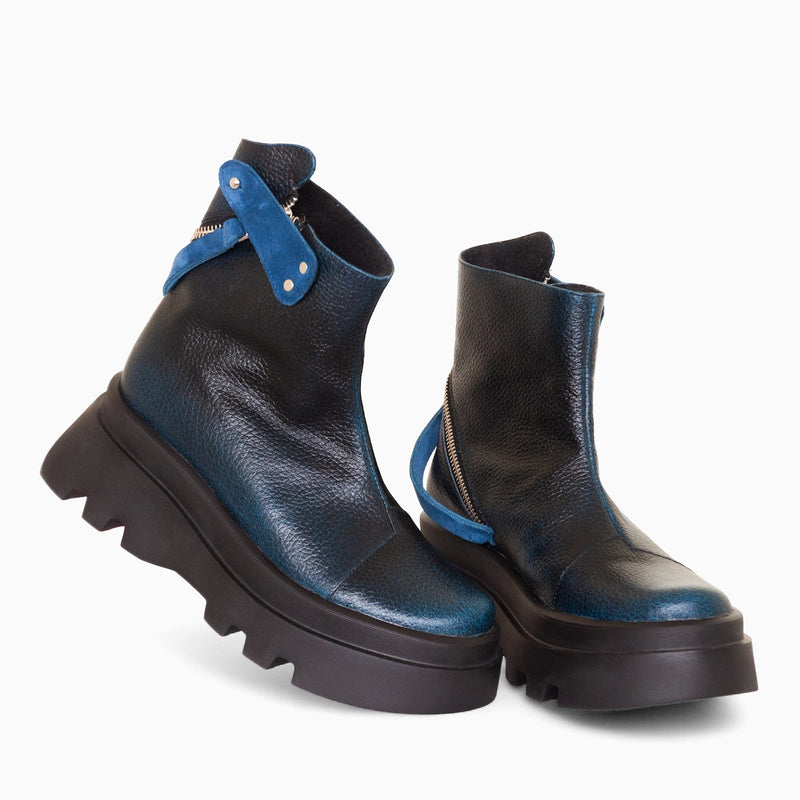 Diane Marie Bocanci dama Ghete dama din piele naturala negru cu albastru Amos