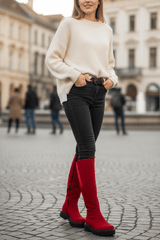 Diane Marie Cizme Dama Cizme dama cu elastic din piele intoarsa rosie Vivienne