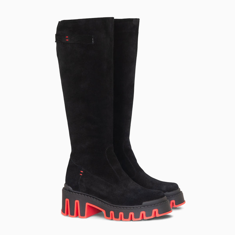 Diane Marie Cizme Dama Cizme dama din piele intoarsa neagra cu rosu Kaidan