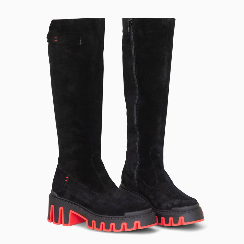 Diane Marie Cizme Dama Cizme dama din piele intoarsa neagra cu rosu Kaidan