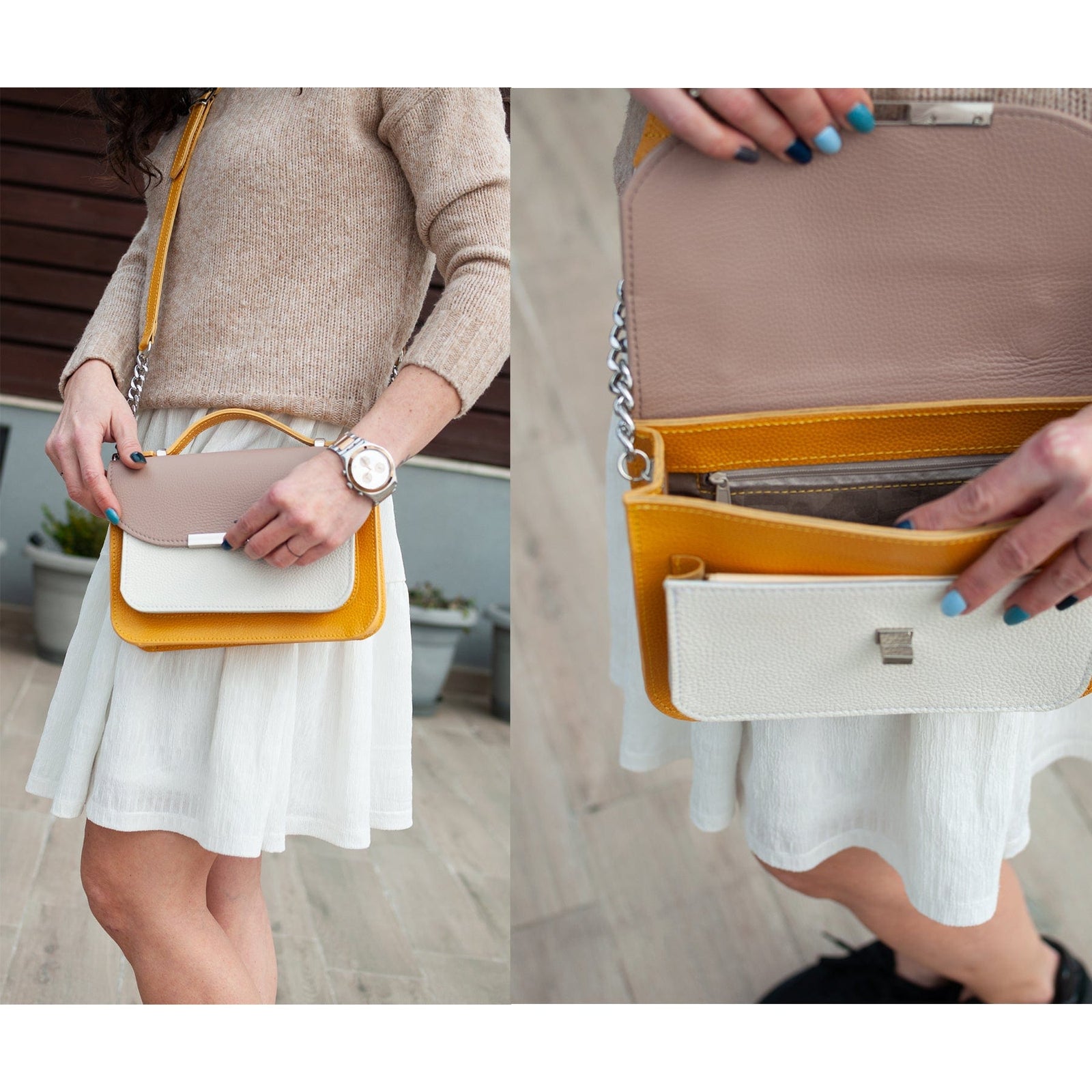 Women's Roxanne natural leather bag – Pantofi Diane Marie