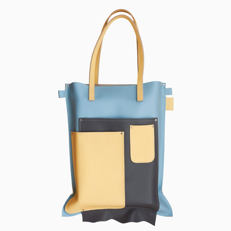 Diane Marie Geanta dama Geanta tote din piele naturala bleu cu galben Alva