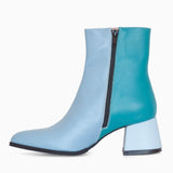 Diane Marie Ghete Dama Botine cu toc comod din piele naturala bleu cu turqoise