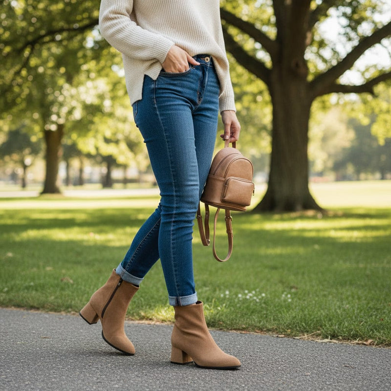 Diane Marie Ghete Dama Ghete dama cu toc din piele intoarsa bej June