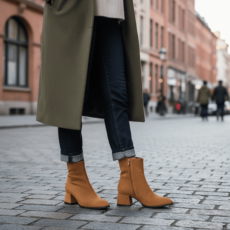 Diane Marie Ghete Dama Ghete dama cu toc din piele intoarsa coniac Caroline