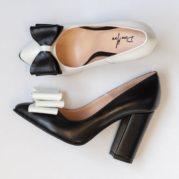 Diane Marie Pantofi Dama Pantofi asimetrici din piele naturala alb cu negru Belle