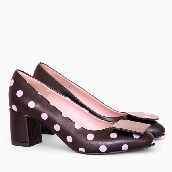Diane Marie Pantofi Dama Pantofi asimetrici din piele naturala neagra cu buline lila Tallulah