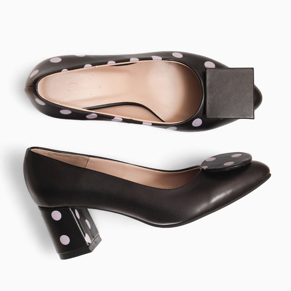 Diane Marie Pantofi Dama Pantofi asimetrici din piele naturala neagra cu buline lila Tallulah