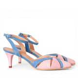 Diane Marie Pantofi Dama Pantofi cu toc comod din piele intoarsa roz cu bleu Lilly
