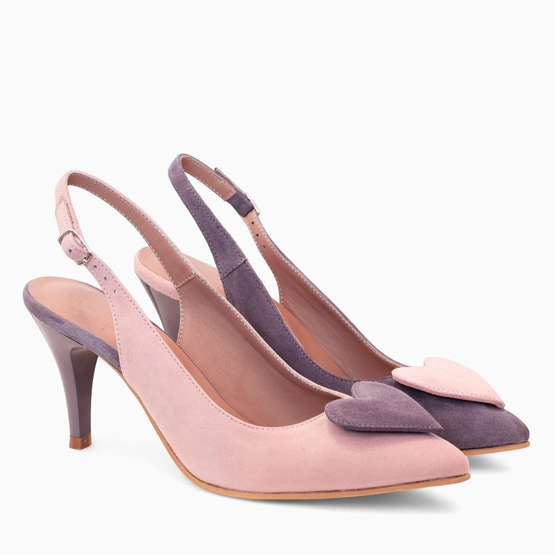 Diane Marie Pantofi Dama Stiletto asimetric din piele intoarsa roz cu mov Promise