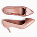 Stiletto asimetric din piele naturala grej cu roz Madelyn