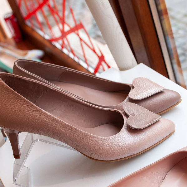 Diane Marie Pantofi Dama Stiletto asimetric din piele naturala grej cu roz Madelyn