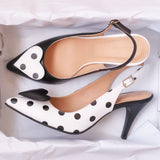 Diane Marie Pantofi Dama Stiletto asimetric din piele naturala neagra cu alb Maya