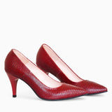 Diane Marie Pantofi Dama Stiletto cu toc comod din piele naturala cu print sarpe rosu Lydia