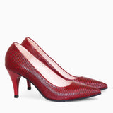 Diane Marie Pantofi Dama Stiletto cu toc comod din piele naturala cu print sarpe rosu Lydia