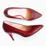 Diane Marie Pantofi Dama Stiletto cu toc comod din piele naturala cu print sarpe rosu Lydia