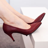 Diane Marie Pantofi Dama Stiletto cu toc comod din piele naturala cu print sarpe rosu Lydia