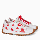 Diane Marie Pantofi sport Pantofi dama din piele naturala alba cu inimi rosii Marion