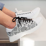 Diane Marie Pantofi sport Pantofi dama din piele naturala cu print ziar Zuma