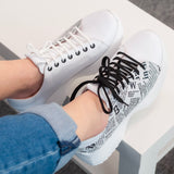 Diane Marie Pantofi sport Pantofi dama din piele naturala cu print ziar Zuma