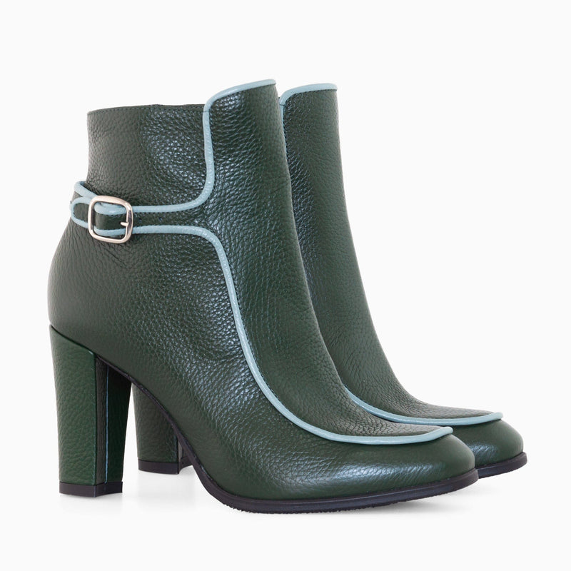 Diane Marie Shoes Botine dama cu toc din piele naturala verde Enya