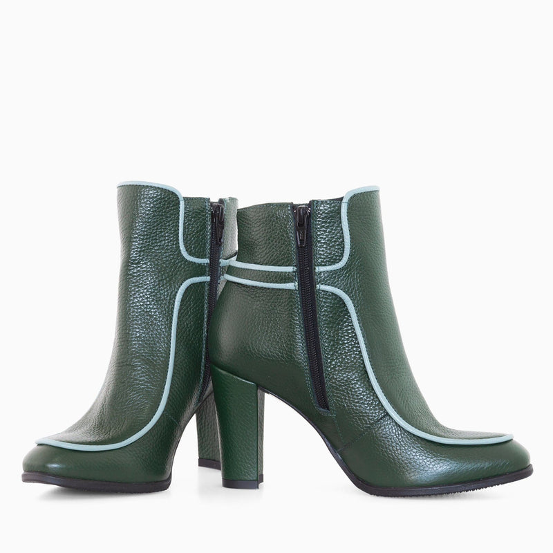 Diane Marie Shoes Botine dama cu toc din piele naturala verde Enya