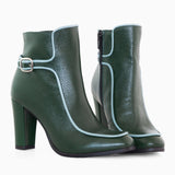 Diane Marie Shoes Botine dama cu toc din piele naturala verde Enya