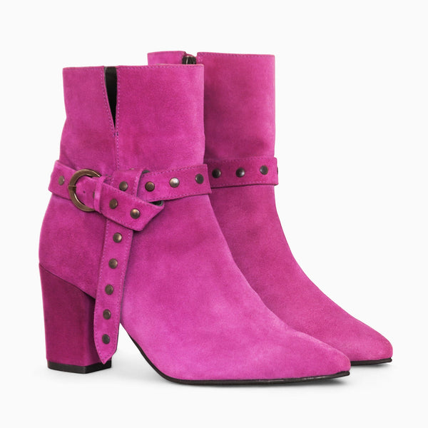 Diane Marie Shoes Botine dama din piele naturala intoarsa fuchsia Elisabeth