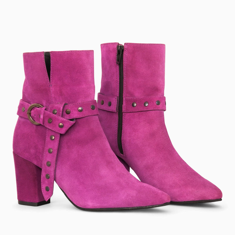 Diane Marie Shoes Botine dama din piele naturala intoarsa fuchsia Elisabeth