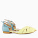 Ballerinas cut out of yellow natural leather with Gandahar blue