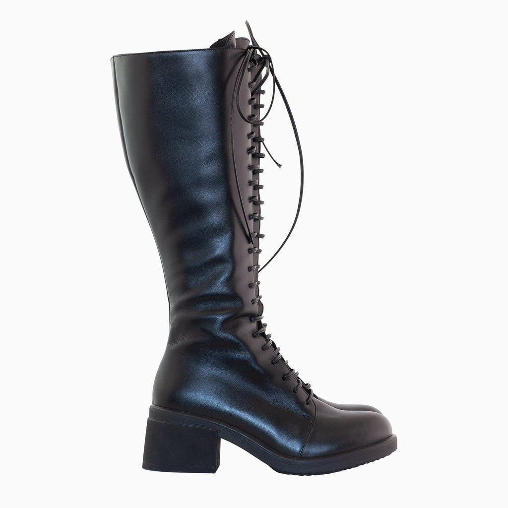 Boots with heel made of natural black Hunter leather – Pantofi